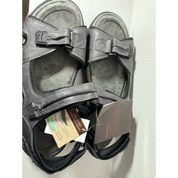 NEW Sandals Brown Oak Men Extra Large 12 Black Adjsutable straps NWT Summer main image 5